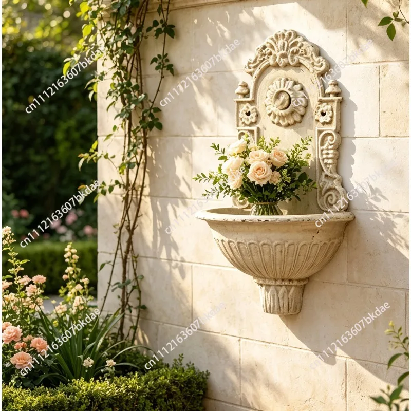 High‑End Cast‑Iron Wall‑Mounted Sink Vintage Garden Courtyard Washbasin,Weather‑Resistant Wall Ornament For Backyard Patio Decor