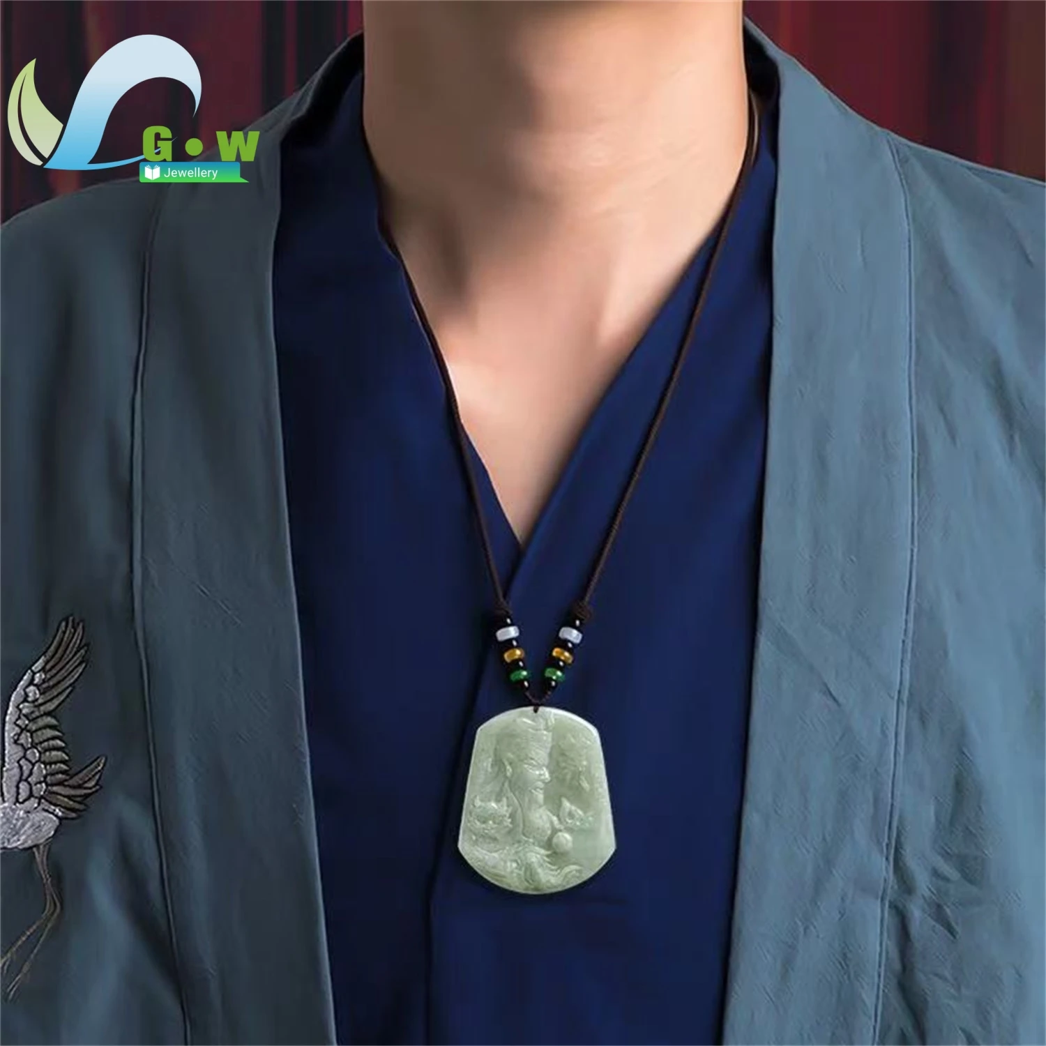 Natural A Grade Bean Texture Guan Gong Pendant Unisex Daily Classic Minimalist Style Ethnic Style Jewelry Gift