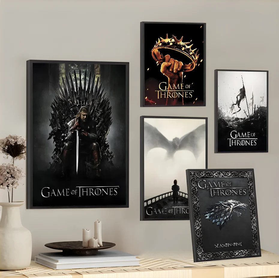 D-Dragon Movie Game Of T-ThroneS W-Western Poster Sticky Wall Art Printing Waterproof Home Living Bed Room Bar Aesthetic Decor