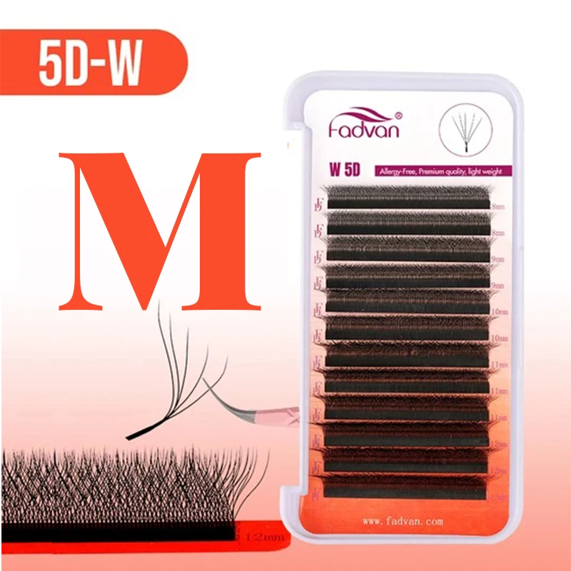 FADVAN M/L/L +/C/D حليقة ثلاثية الأبعاد/4D/5D W شكل رمش ملحقات مقاوم للماء الشباك رموش تكثيف طبيعية لينة سوداء الرموش الصناعية