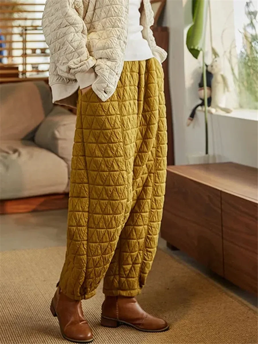 

Thicken Quilted Cotton Bloomers Pants Casual Winter Baggy Womens Pantalones High Waist Oversized 5xl Harem Joggers Pantolon E26