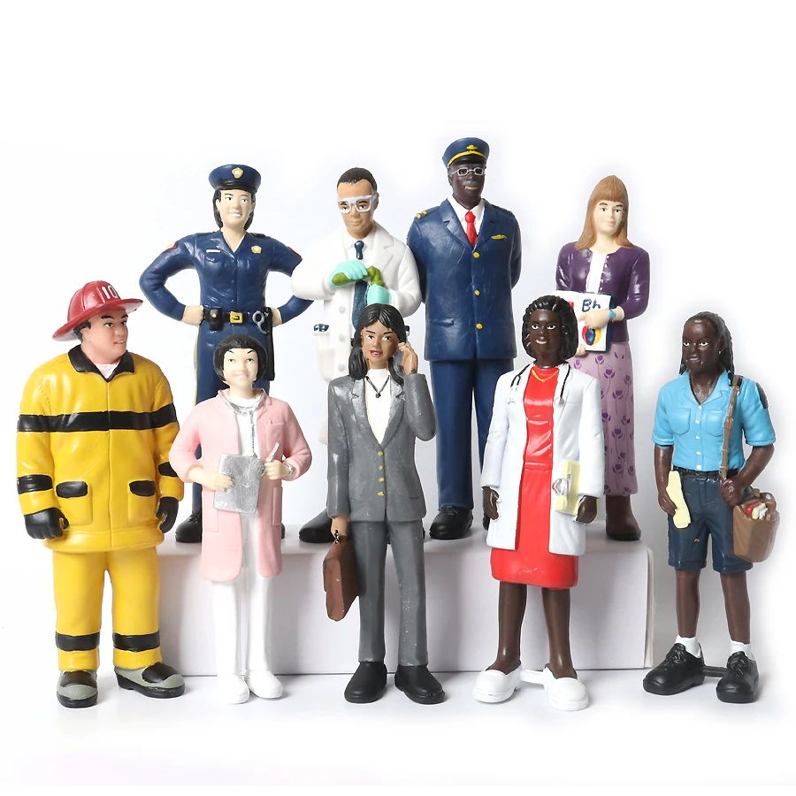 Realistic Professionals Pretend Career People Figures,Representing a Variety Of Occupations From Fire Fighter to Nurse Figurines