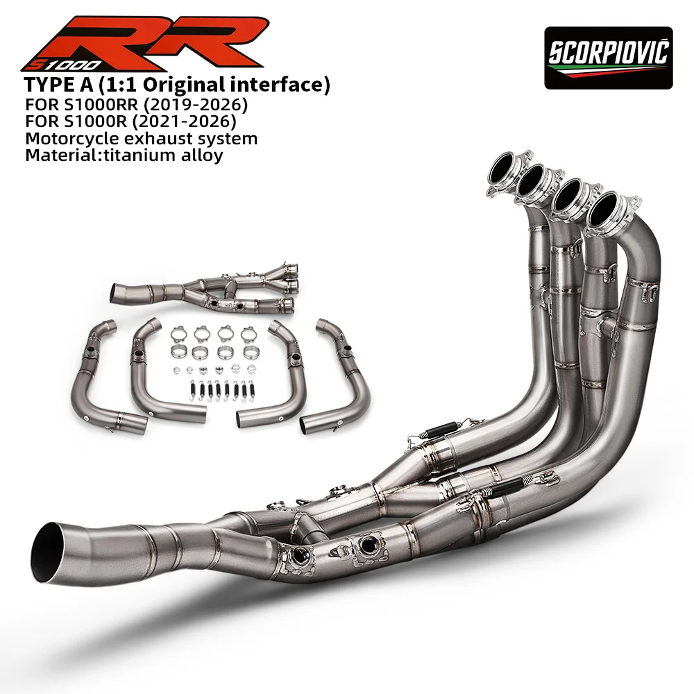 For BMW S1000RR 2019 - 2025 S1000R 2021 - 2025 Motorcycle Exhaust Header Front Link Pipe Titanium Alloy Tube