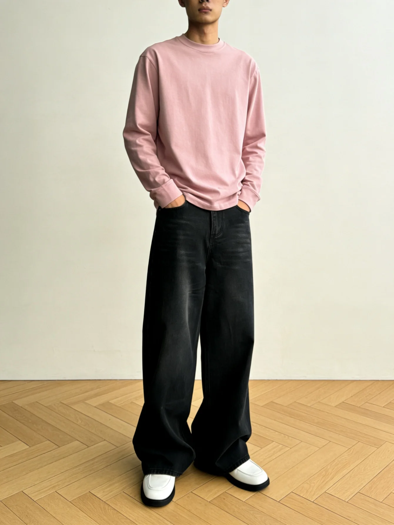 Contemporary Black Men's Baggy Jeans For Man Original Y2K Drip Daily Denim Pants No accessories or belts included