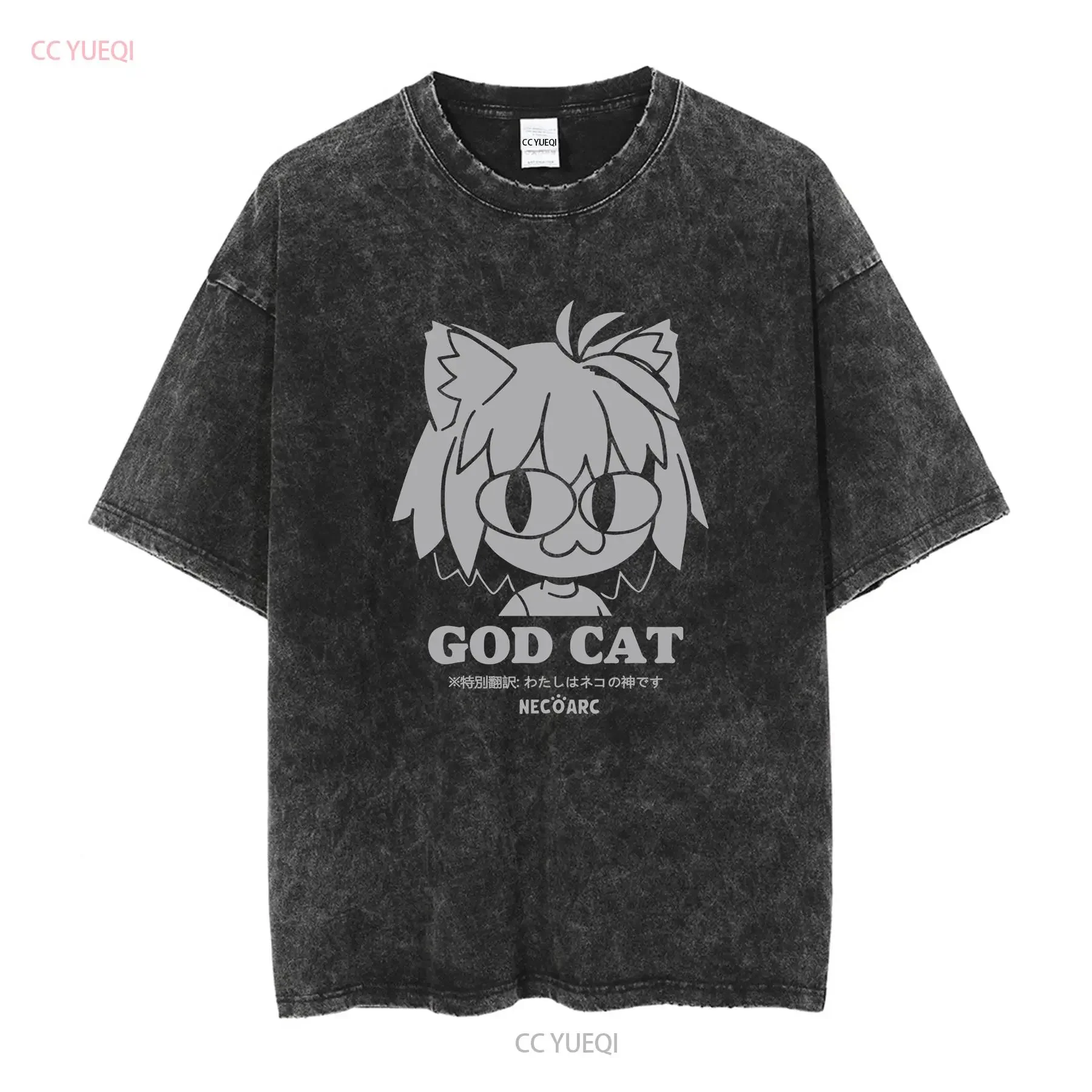 COSPA Tsukihime A piece of blue glass moon GOD CAT Neko Arc T shirt BLACK M vintage Washed homme designer clothes Stretched