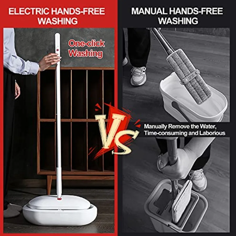 Alat Pel Putar Elektrik Tanpa Kabel dengan 4 Bantalan Penggosok Lantai Ember Pembersih Otomatis Penyemprot Air Ringan Dapat Diisi Ulang