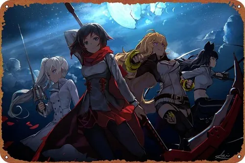 Pôsteres Ruby Rose Weiss Schnee Blake Belladonna, Placas de Metal Retro de Filmes