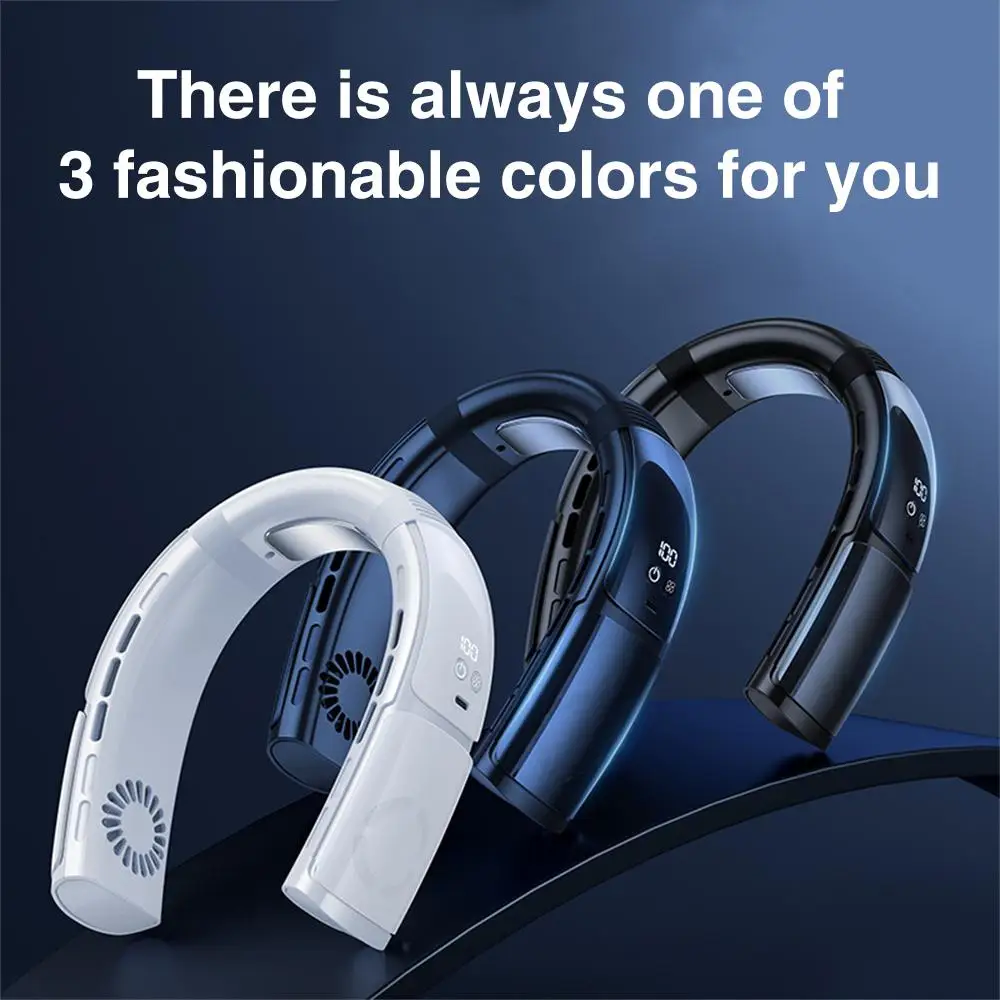 1/2pcs Rechargeable Mini Fan Neckband Fan 22 Surround Air Outlets Hanging Neck Fan Portable Cooler Fan USB Leafless 3600Mah