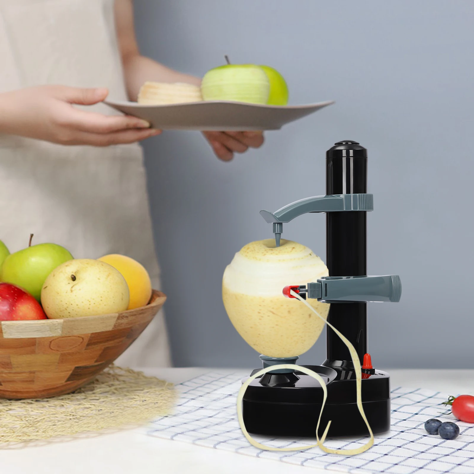 Potato Peelers Stainless Steel Electric Potato Peeler Automatic Fruit Peeler Machine Apple Peeler Vegetable Peeler for Kitchen