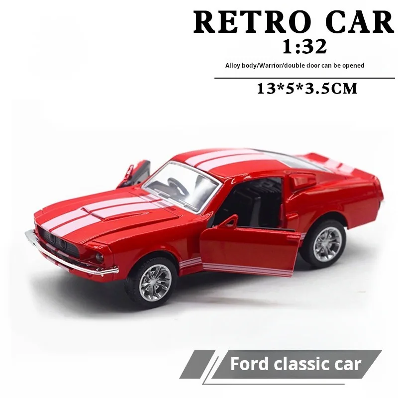 1:32 합금 다이캐스트 클래식 포드 머스탱 GT 1967 GT500 빈티지 모델 클래식 풀백 장난감 자동차 미니어처 차량 복제 아이 선물