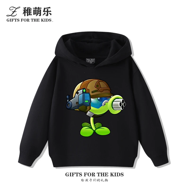 سترة أطفال بغطاء للرأس وأكمام طويلة مطبوعة من Plants vs. Zombies للأولاد والبنات بلوفر كاجوال من الصوف للخريف والشتاء #5