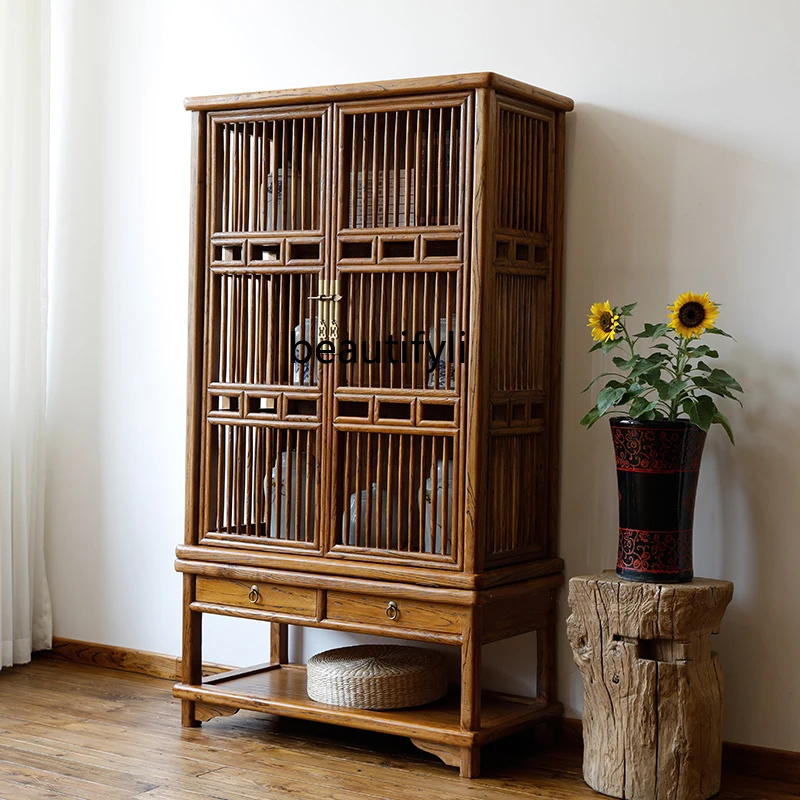 

Old elm modern Chinese solid wood wine, storage, dining side, bookcase