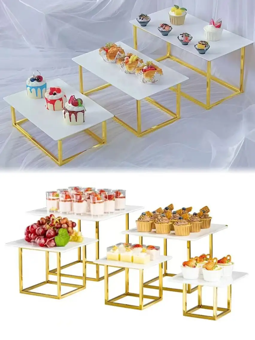 Wedding Cake Drinking Dessert Table Buffet Acrylic Trays Sweet Food Cupcake Stand, Buffet Banquet Tea Break Candy Metal Holder