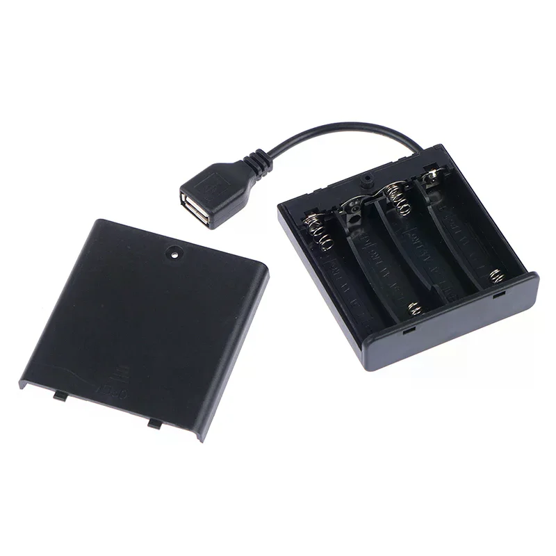 4 X AA USB Battery Box for 5V LED Strip Lights USB Mini Power Supply