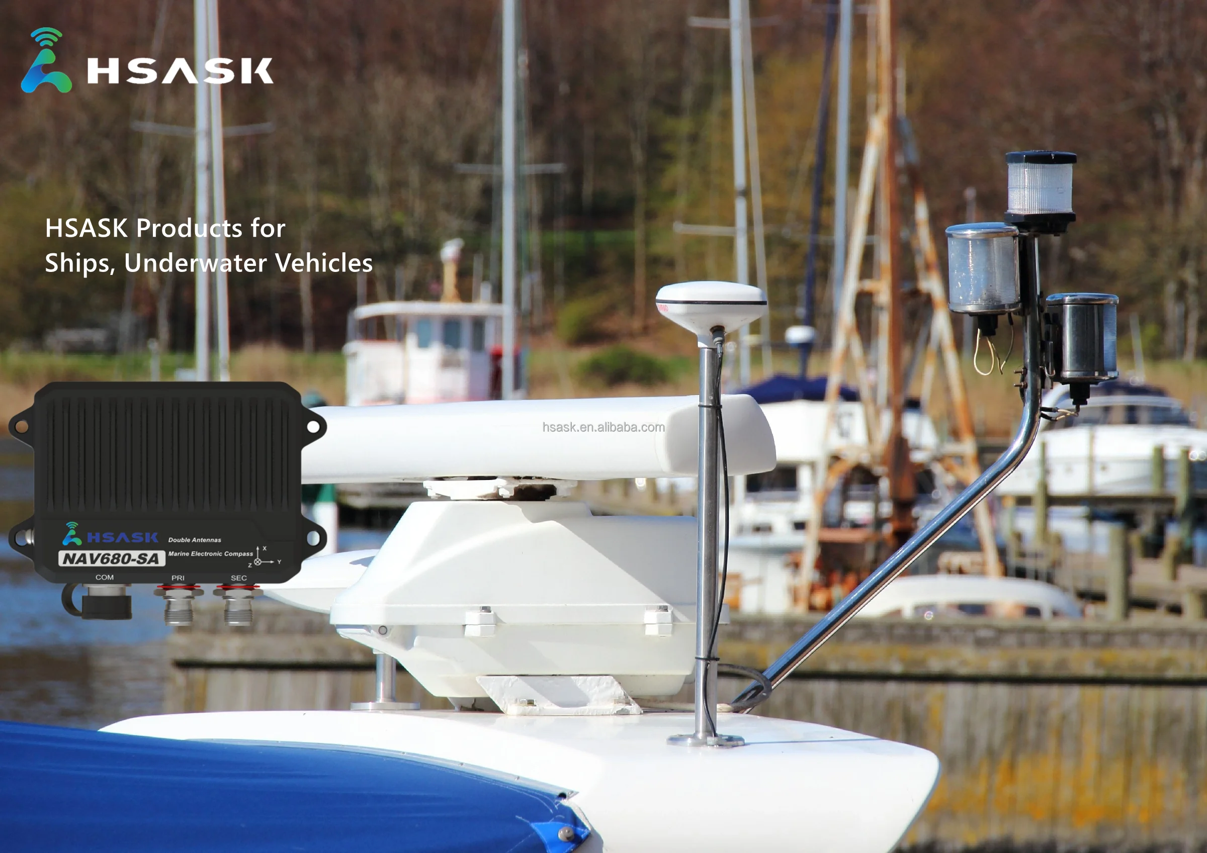 HSASK High Precision GNSS RTK Receiver Attitude Angle 982 Fusion Waterproof Marine Satellite Compass Inertial Navigation System
