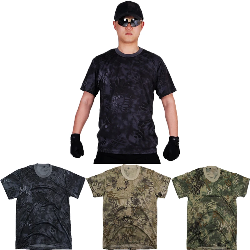 Tactical Combat Shirt for Men Multicam Black Tops Military Shirts Quick Dry Kryptek Typhon T-Shirt Tee Hunting Clothes