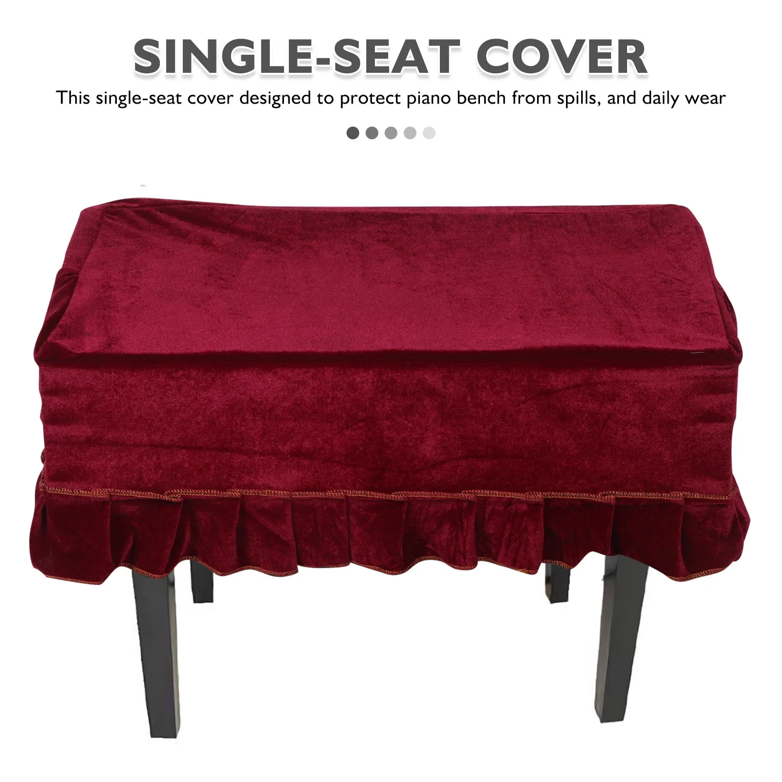 Elegant Stretch Pleuche Piano Bench Cover for Single Seat 23.6x15.7 Inch Snug Fit Washable Upholstered Protector Bedroom Living
