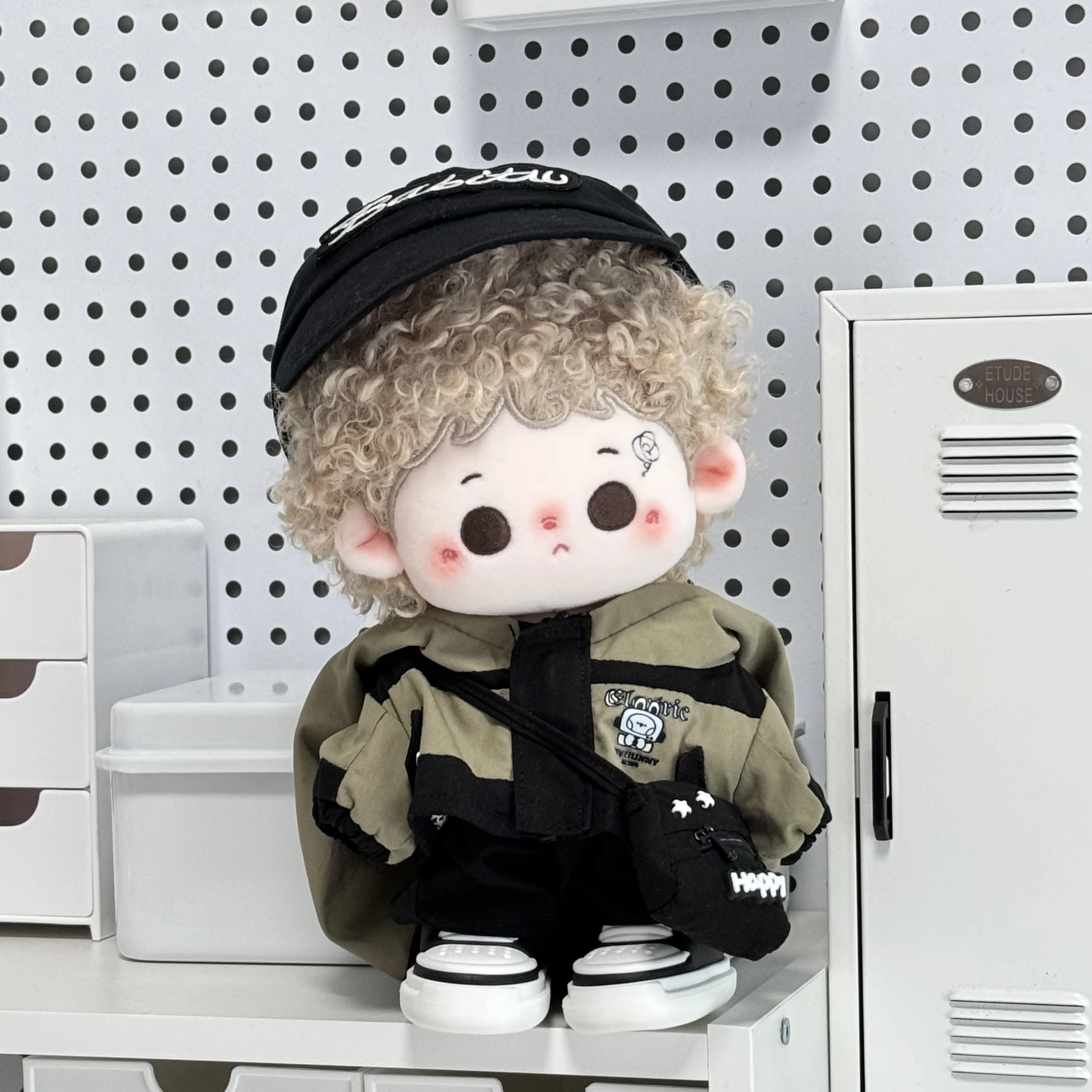 20cm Doll Clothes Street Shoot Hip-hop Cool Guy Fashion Hat Windbreaker Suit Stuffed Plush Doll Akcesoria Anime Toy K