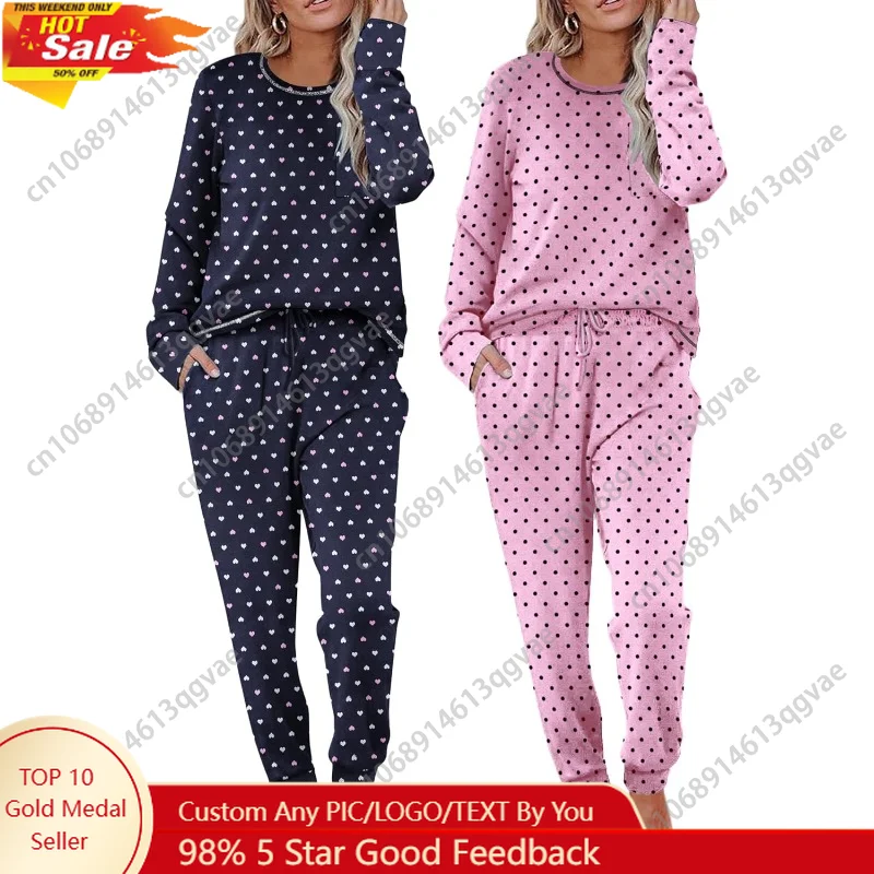 

Ekouaer 2 Pack Womens Pajama Sets Long Sleeve Lounge Sets Soft Pj Sleepwear Loungewear