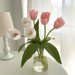 36CM Artificial Tulip with Moisturizing Texture Silk Flower Home Living Room Decoration Ornaments Photography Props