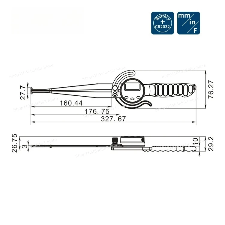 12.7-165mm Internal Digital Caliper Gauge 0.1 Resolution Inside Electronic Caliper Gauge