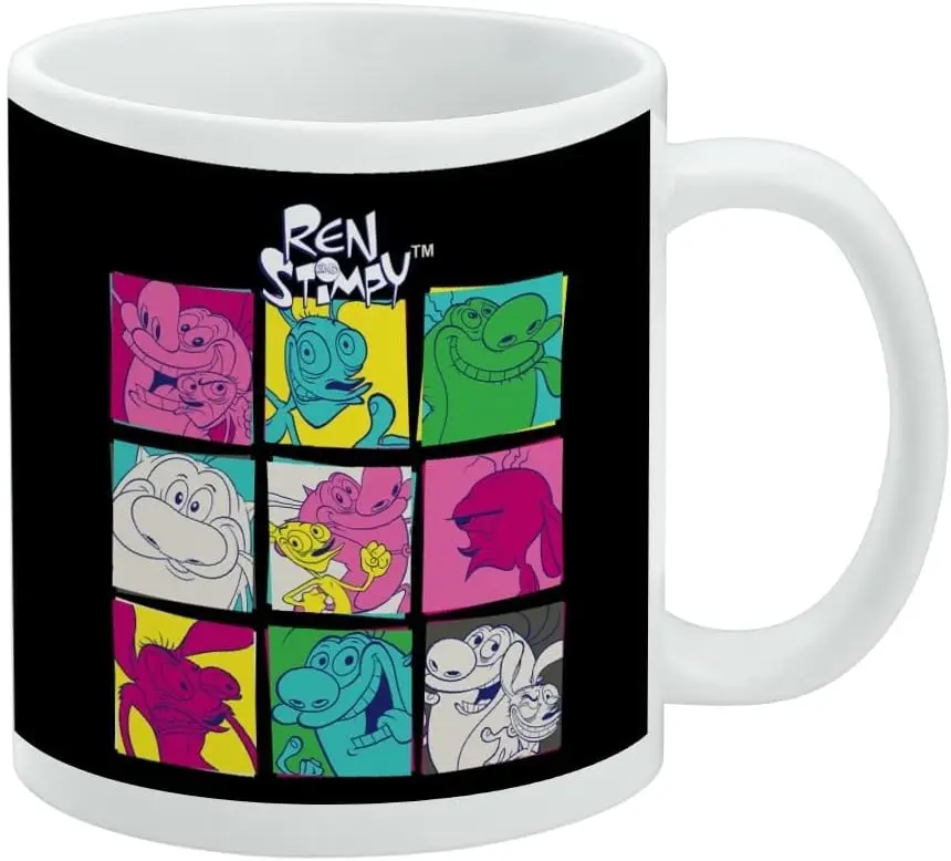 GRAPHICS & MORE Ren and Stimpy Warhol Grid Front Ceramic Coffee Mug, Novelty Gift Mugs for Coffee, Tea and Hot Drinks, 11oz,