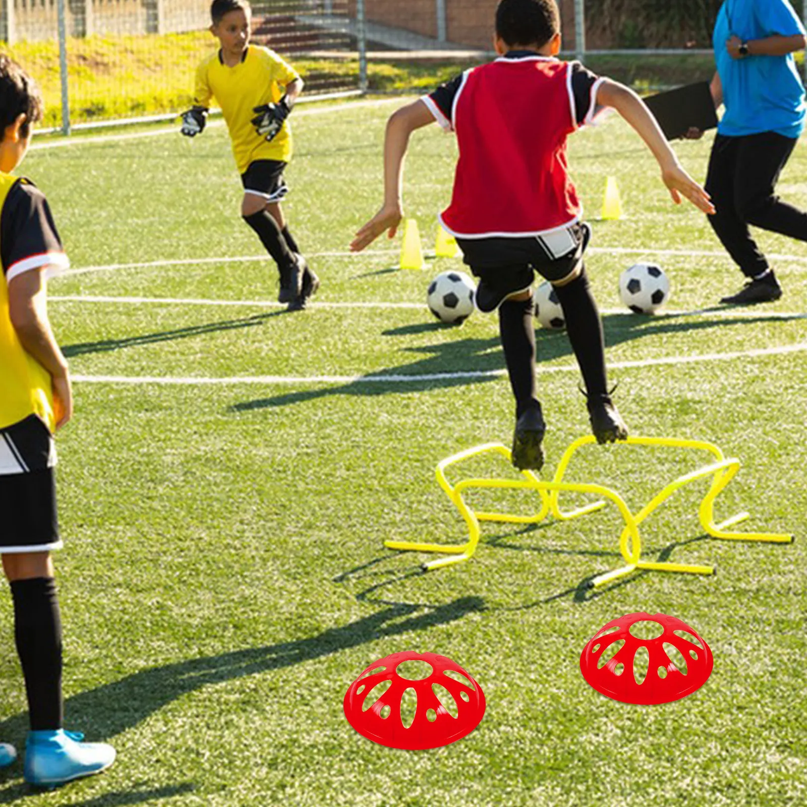 Agility Hurdle Set - 4-delige voetbal trainingskegelset van PE-materiaal, draagbare