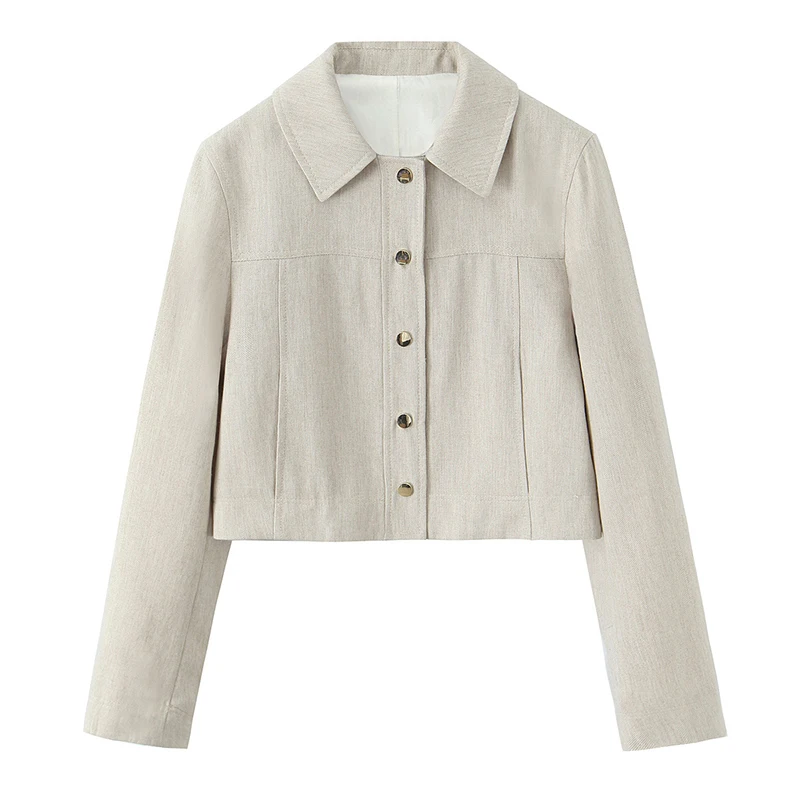 

Willshela Women Fashion Beige Single Breasted Jackets Vintage Lapel Neck Long Sleeves Female Chic Lady Outfits