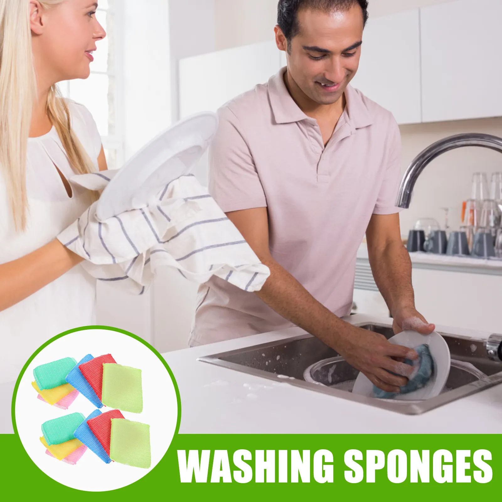 

12Pcs Dishwashing Sponges Kitchen Nylon Scrubbers Cleaning Pads Scouring Sponge for Household Use Scouring Pad
