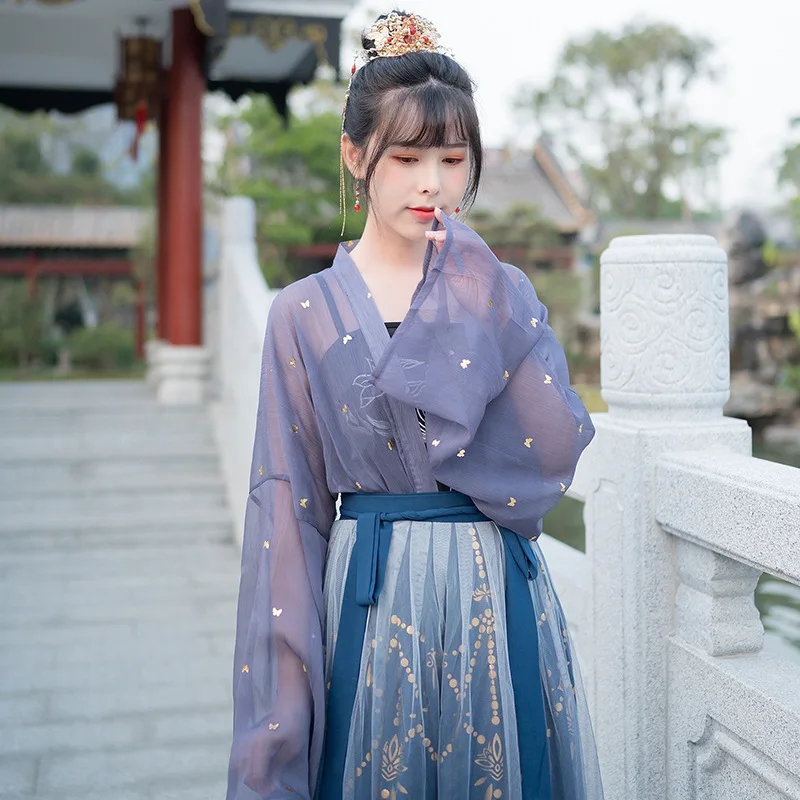 Hanfu Oriental Princess พื้นบ้านชุดเย็บปักถักร้อยแบบดั้งเดิมผู้หญิง Hanfu ชุดโบราณ Tang ชุดเต้นรํา Robe ชุดนางฟ้า