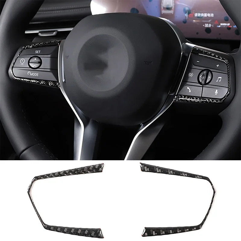 

For BMW X1 U11 2023-2024 Soft Carbon Fiber Car Steering Wheel Button Frame Sticker Interior Accessories