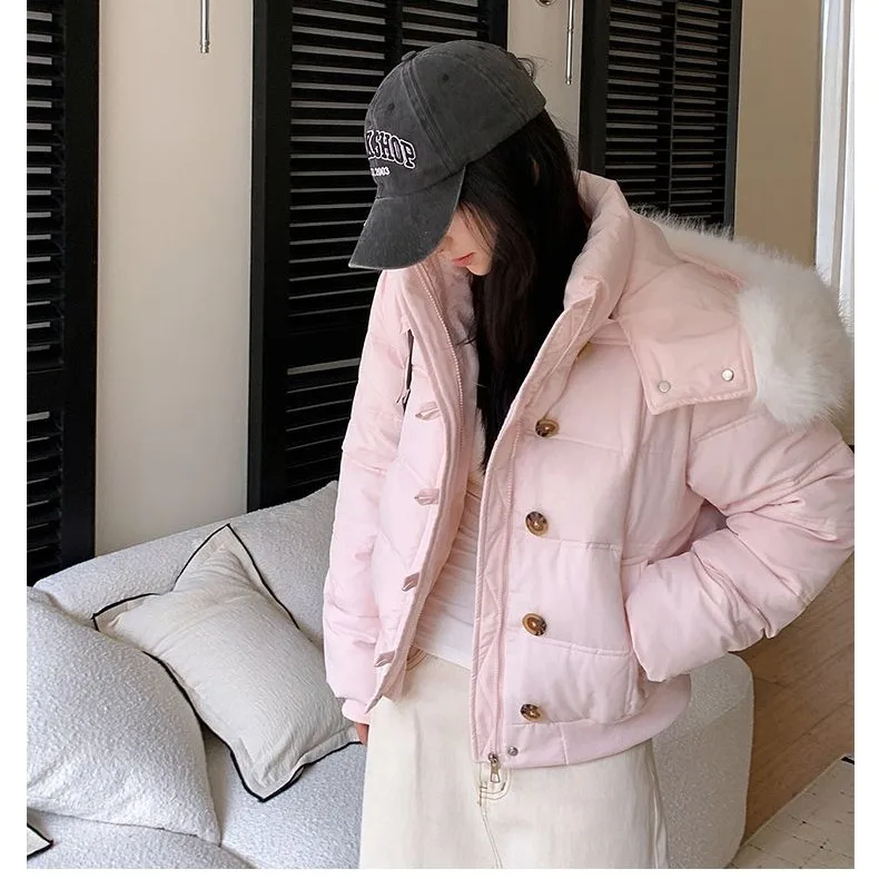 

Женская утепленная зимняя куртка-пуховик с воротником, синяя, из хлопка, приталенного кроя, бренд Tagkita