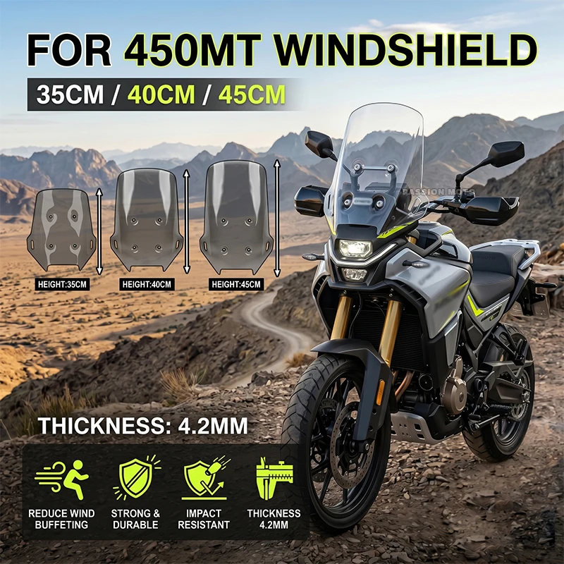 Für CFMOTO CF450MT MT450 Windschutzscheibe Frontscheibe Windschild 450 MT Erhöhte Windschutzscheibe für CF Moto 450MT Zubehör