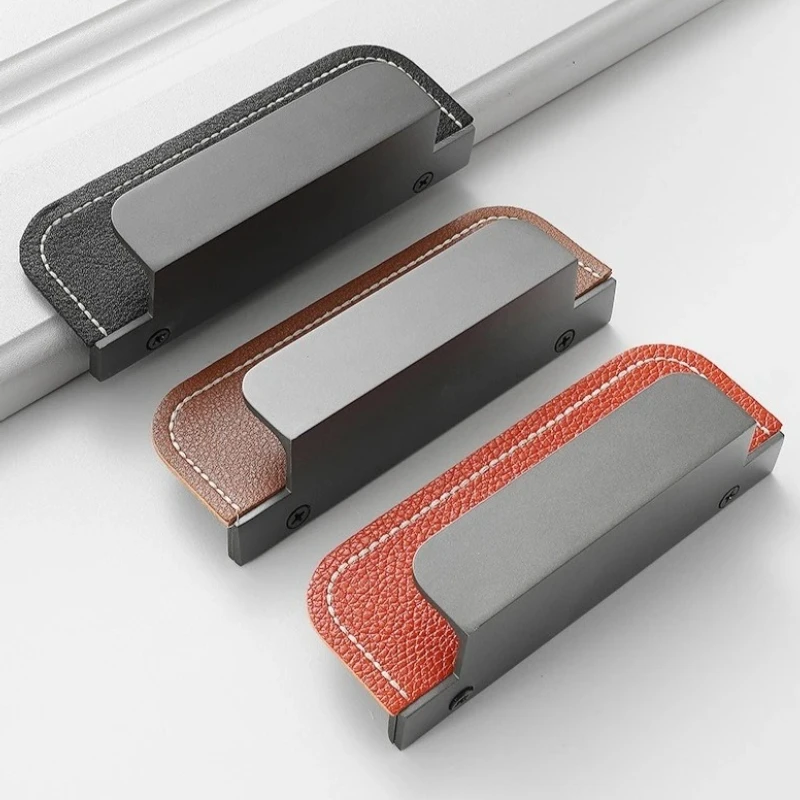 Embedded Leather Groove Cabinet Door Handle, Shoe Cabinet, Wine Cabinet, Wardrobe, Wardrobe, High-end Home Decoration Handle