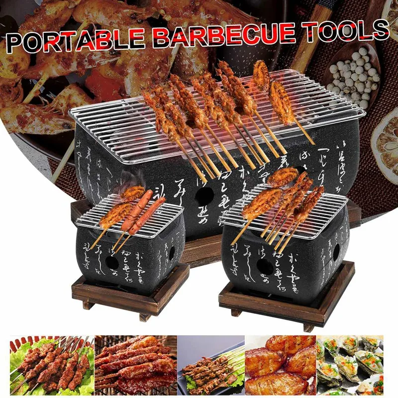 

Japanese BBQ Grill Charcoal Barbecue Grills Aluminium Alloy Indoor Outdoor BBQ Grill Pan Barbecue Stove