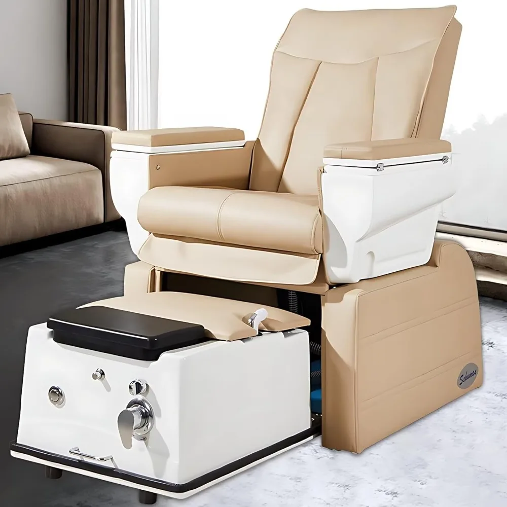 Pedicure Chair with Back Massage | Spa Chair with Multi-Angle Adjustment and Bath for space-saving pull-out foot bath basin