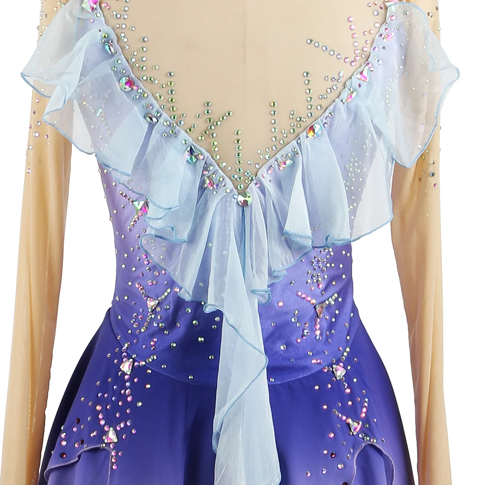 Zagitova Figure Skating Dress For Women Girls Ice Skating Skirt Performance Competition Gradient Purple