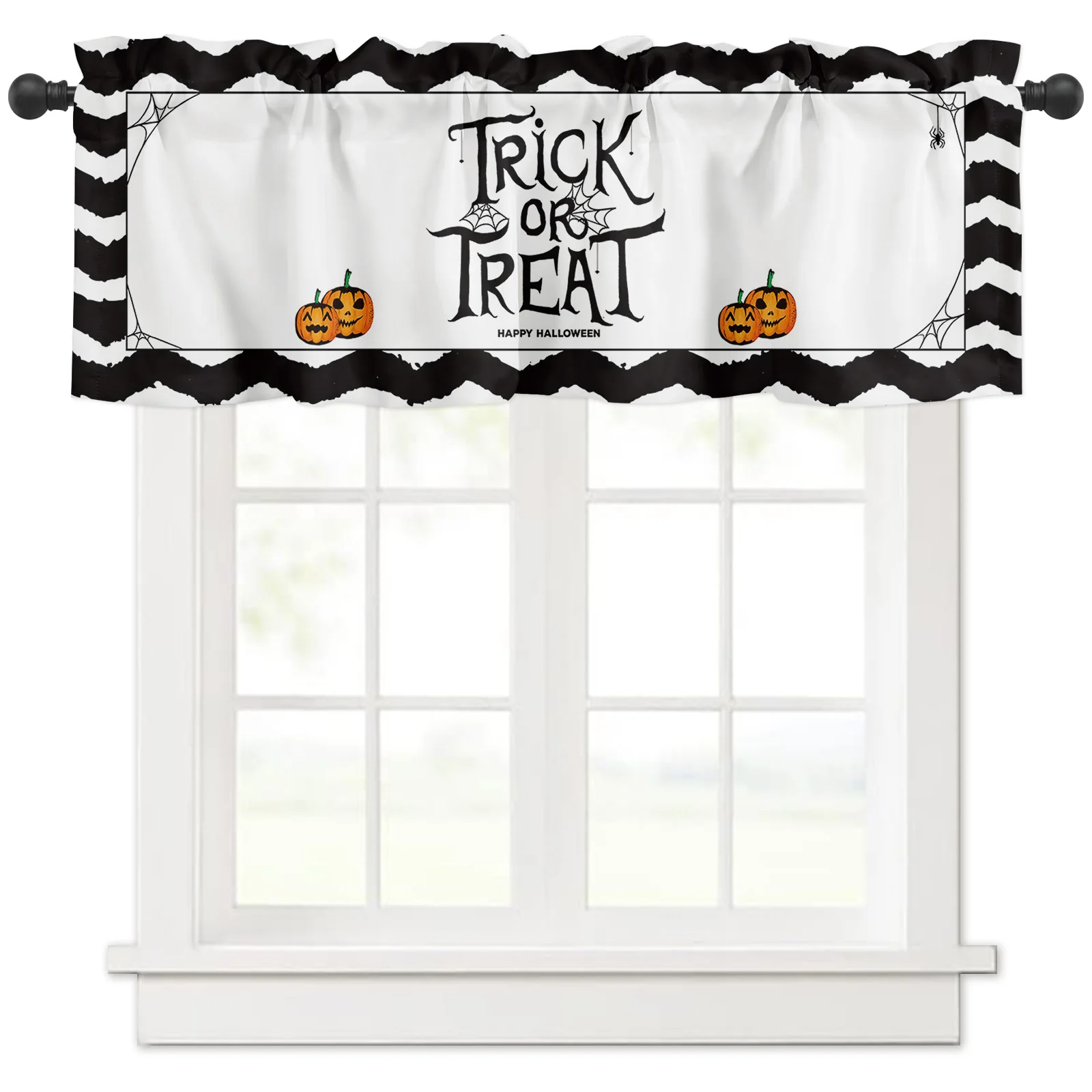 

ZEDLIYU Valances for Windows Kitchen Living Room Small Window Valance Halloween Pumpkin 1 Panel, 54 x 18 Inch