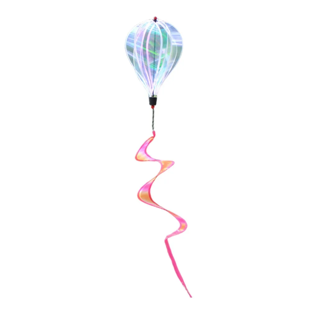 Rotating Design Hot Air Balloon Colorful Design Bright Film Rainbow Windmill Glitter Effect Transparent Material Wind Twister