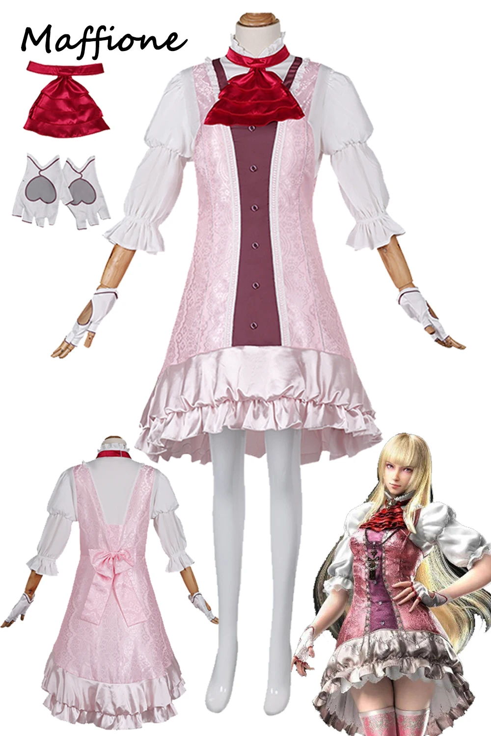 Lili Cosplay Game Tekken8 Fantasy Lolita Dress  Women Outfits Anime Disguise Scarf Gloves Costume GirlsHalloween Roleplay Suit