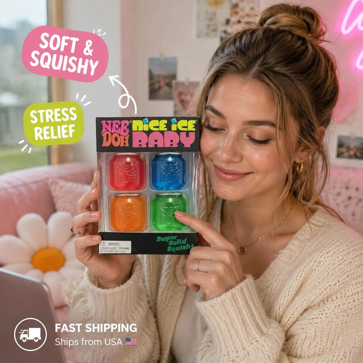Needoh 4 in 1 Mini Soda Can Shape Maltose Squishy Stress Relief Fidget Toy for Kids Adults Bestseller Cross Border Cute Gift