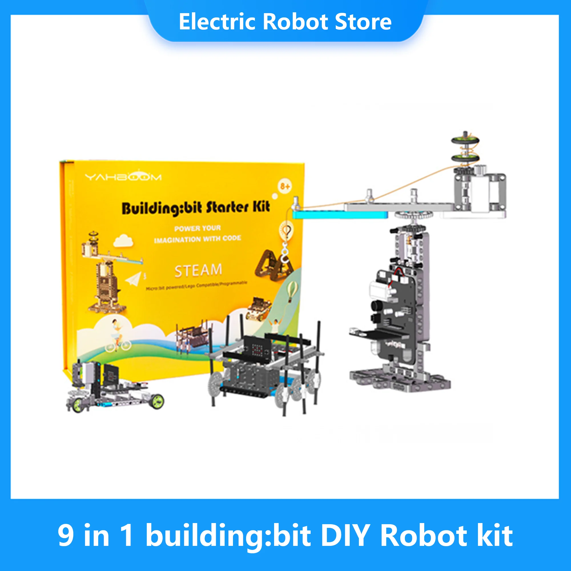 

Yahboom BBC Micro:bit V2 Building:bit Programming STEM Educational DIY Robot Kit 9 in 1 Models