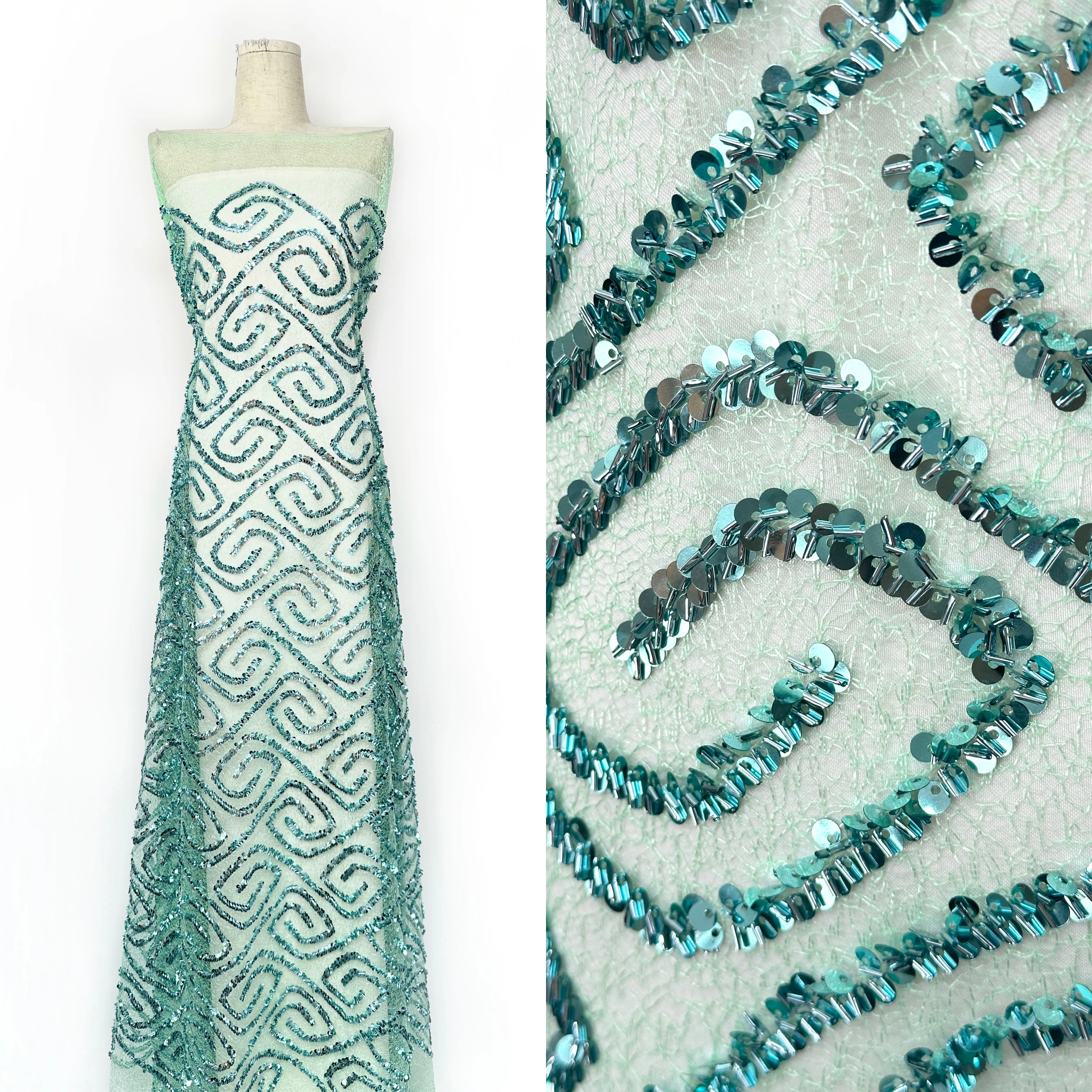 

Luxury Embroidery Wedding Fabric African Bridal Party Beaded Tulle Lace Fabric Beaded Embroidery for Party Event