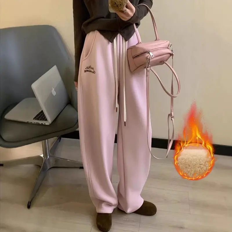 Casual Kawaii Pants For Women Autumn Winter Loose Fit Slimming Scimitar Pants Korean Streetwear Dachshund Pocket Trousers