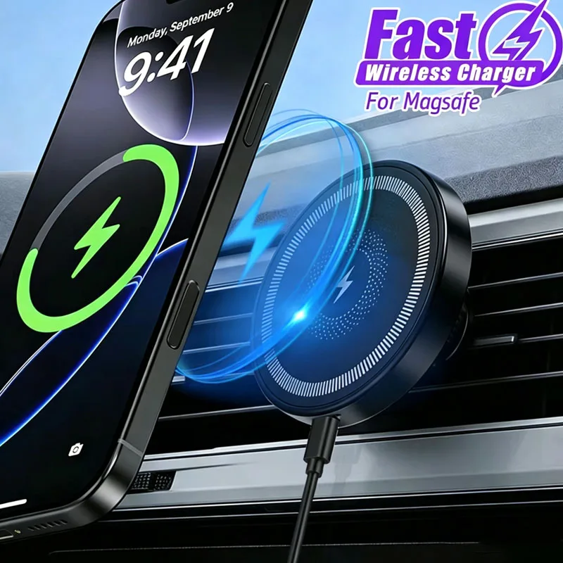Car Magnetic Wireless Charger Air Vent Phone Holder Stand Fo