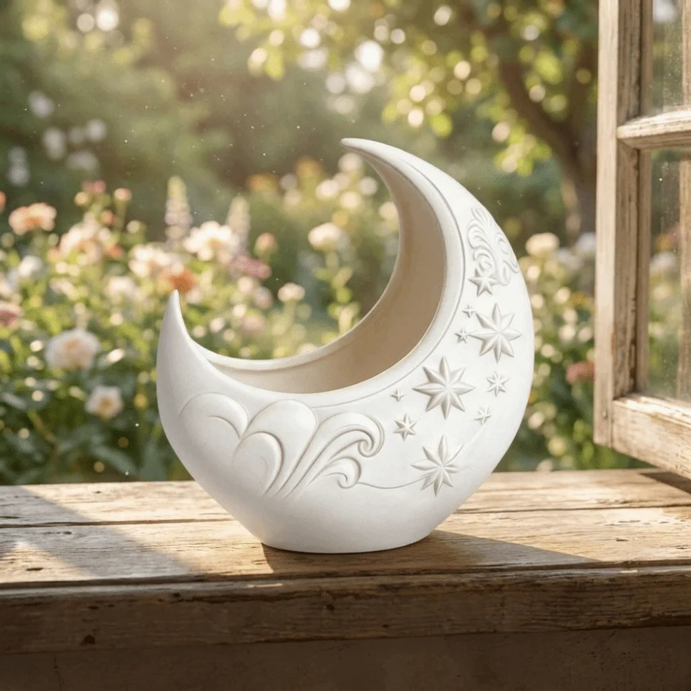 Embossed Star Pattern Crescent Moon Flower Pot 3D Printing Decorative Jewelry Storage Tray Plastic Plants Flower Pot
