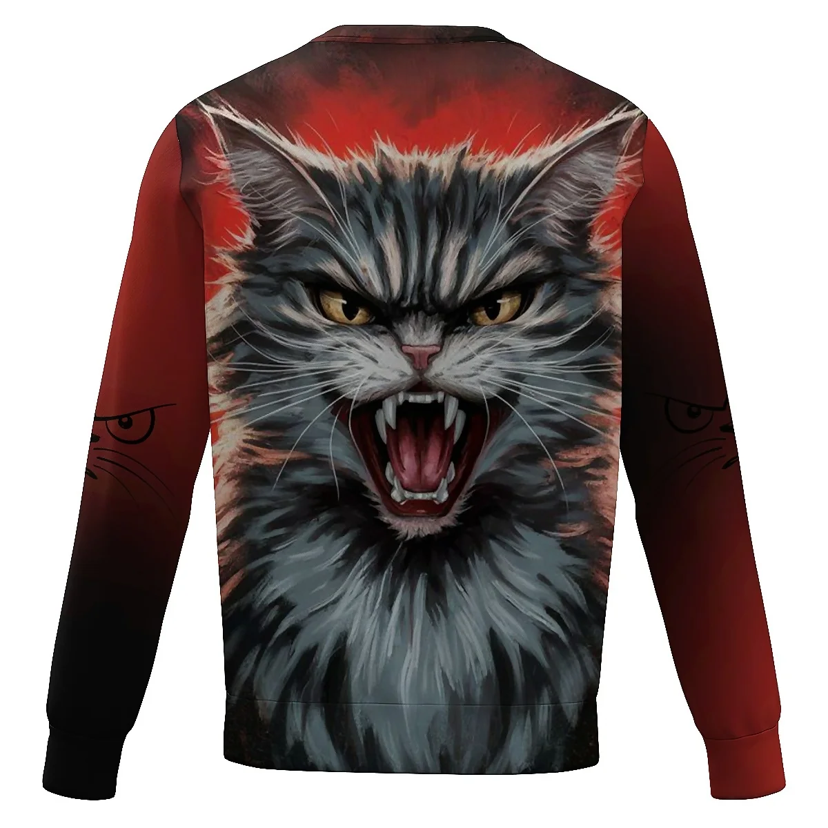 LIASOSO Halloween 3D Black Cat Sweatshirt Men’s Unisex Long Sleeve Crewneck Spooky Mystical Supernatural Animal Series