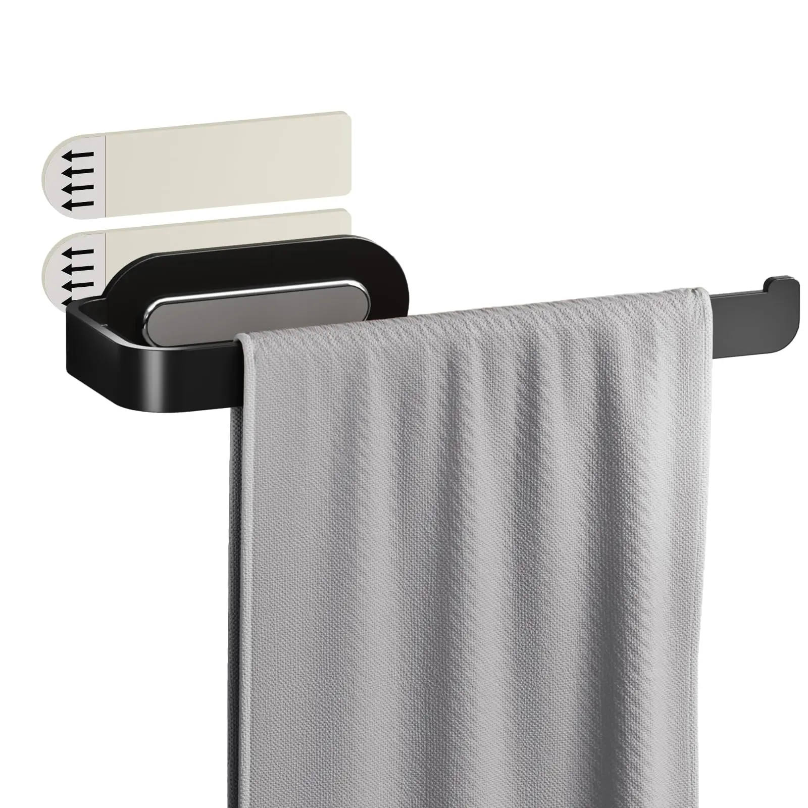 

TAILI Self-Adhesive Towel Rail, Wall Mounted Matte Black Paper Holder, Stainless Steel Towel Rack for Bathroom, Kitchen