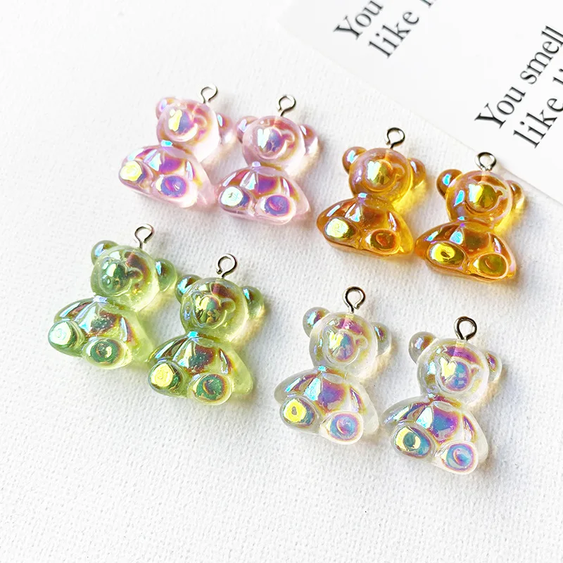 10/50pcs Candy Color Gummy Mini Bear Charms for Jewelry Making DIY Pendants Charm Cute Earrings Necklaces Creative Findings