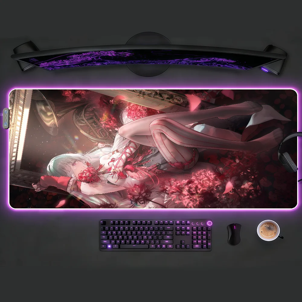 

Коврик для мыши Wuthering Waves Phrolova с RGB-подсветкой, нескользящий, резиновый, для игр, большой, для компьютера, офиса, геймеров, для клавиатуры